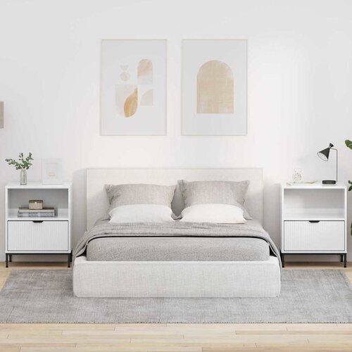 vidaXL Noćni ormarići 2 pcs Visoko sjajno bijela 49 x 36 x 61 cm Cijene