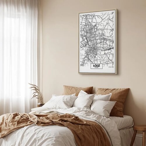  Slika - City Plan: Lodz (1 Part) Vertical 40x60 U prirodnom drvenom okviru Slike