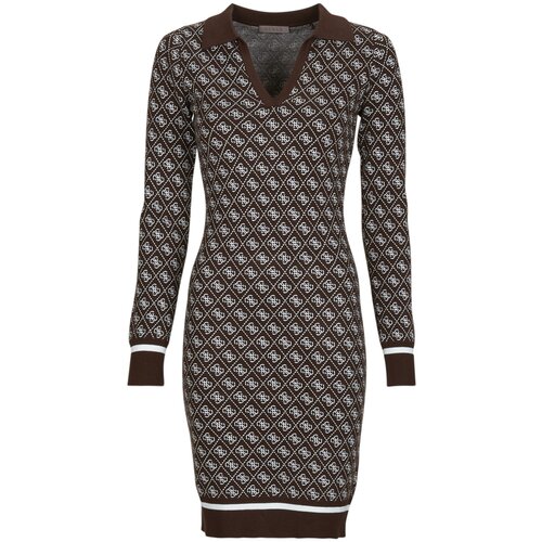 Guess Kratke obleke POLO AUBREY 4G Kostanjeva Slike