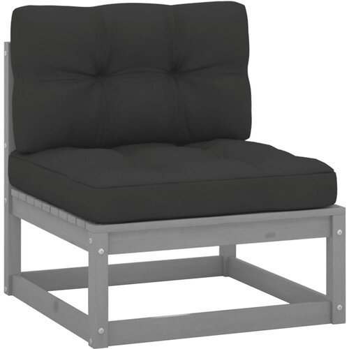  Srednja vrtna sofa s antracit jastucima masivna borovina siva Slike
