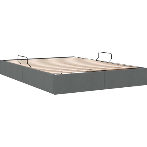  Otomanski krevet s pohranom Tamno siva 140 x 190 cm tkanina Slike