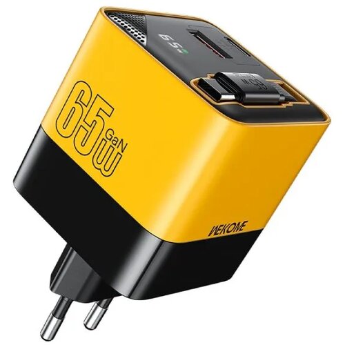 WEKOME Superbrzi Strujni GaN Punjac, 2-porta USB (3.0 i 3.1 tipC) 65W W/Display+Kabl USB 3.1 tip C 80cm, žuti WP-U39 Cene