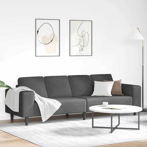 VidaXL Tkaninska sofa s jastukom Tamno siva Bar&amp;scaron;unasta tkanina Slike