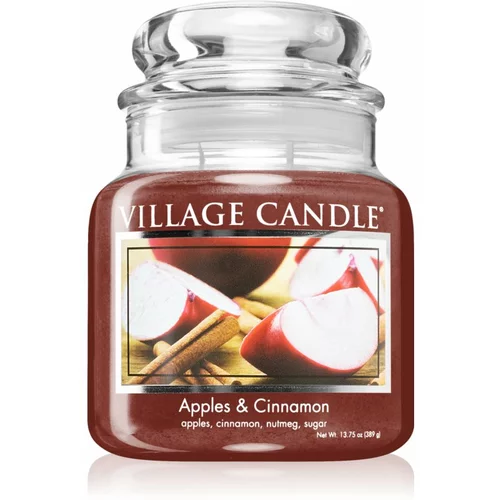 Village Candle Apples & Cinnamon dišeča sveča (Glass Lid) 389 g