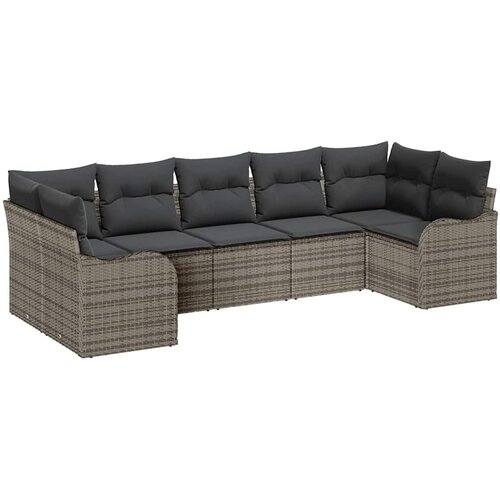  Sjedeća garnitura za vrt 7 kom. Siva Poli ratan 121 x 61,5 x 69 cm Slike