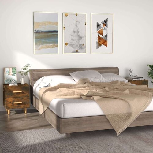  Noćni ormarići 2 kom boja dimljenog hrasta 40 x 35 x 47 5 cm Slike