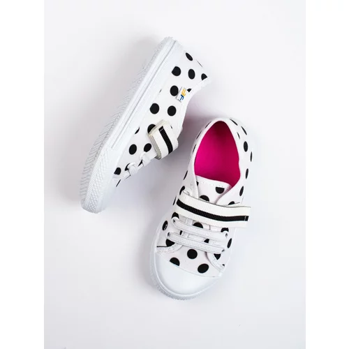 SHELOVET White girls' polka dot sneakers 3F