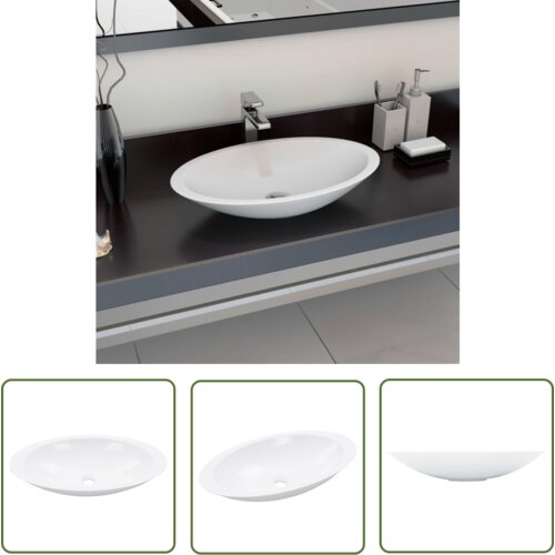 The Living Store Umivalnik 59,3x35,1x10,7 cm mineralna litina/marmor bel - Umivalnik, (21744781) Cene