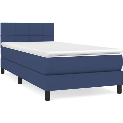vidaXL Box spring postelja z vzmetnico modra 100x200 cm blago, (20723412)