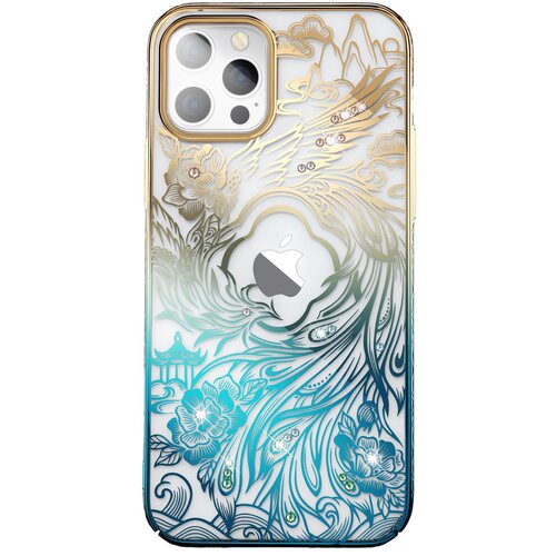 Kingxbar Luksuzen ovitek za iPhone 14 Plus s kristali serije Phoenix, zlati in modri, (21522068) Cene