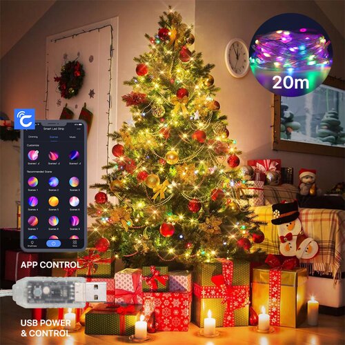 Novogodišnji ukras LED lampice u boji (20m) Bluetooth kontrola putem mobilnog telefona Cene