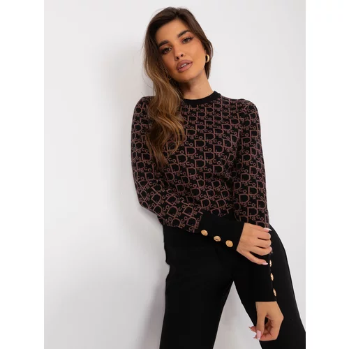 Fashion Hunters Classic black-brown sweater with pattern