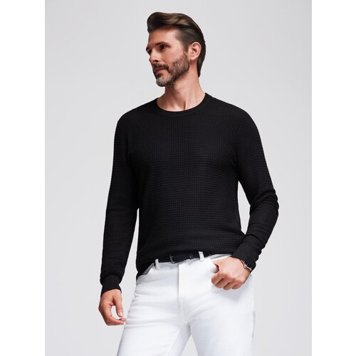 Ombre Structured men&amp;#039;s sweater with round neckline - black Slike