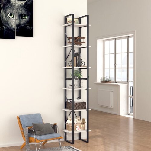 VidaXL Knjižna omara 6-nadstropna bela 40x30x210 cm iverna plo&amp;scaron;ča Slike