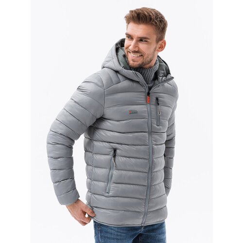 Ombre Men&amp;#039;s quilted jacket with hood Slike