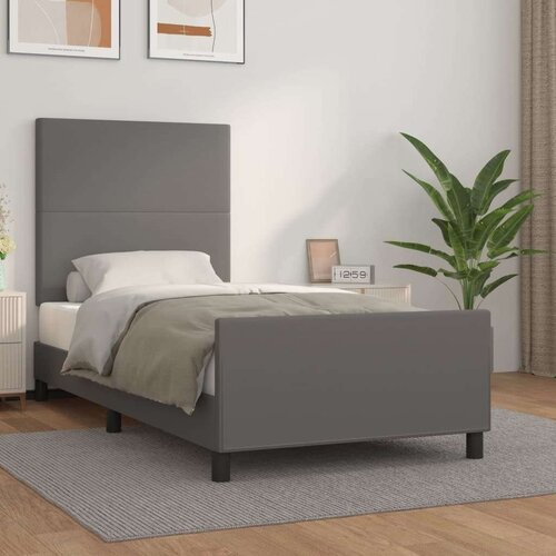  Za krevet s uzglavljem sivi 90x200 cm od umjetne kože Slike