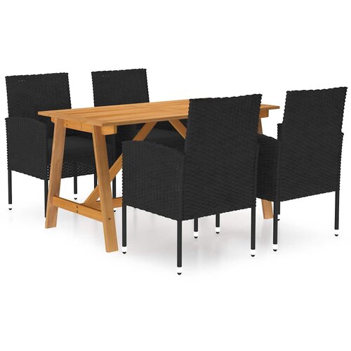  5-dijelni vrtni blagovaonski set crni Cijene