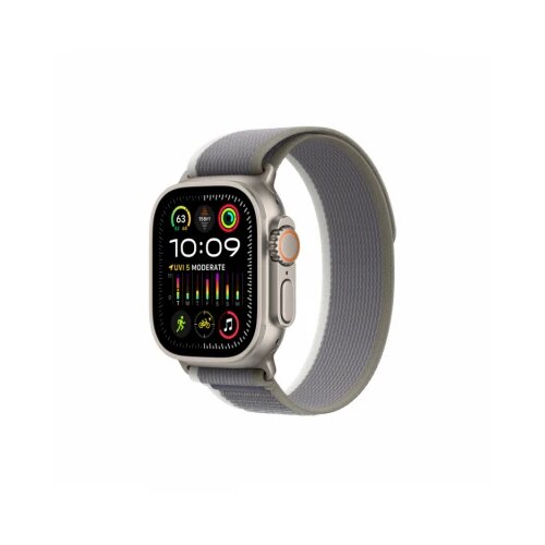Apple watch Ultra2 cellular, 49mm titanium case with green/grey trail loop - m/l Cene