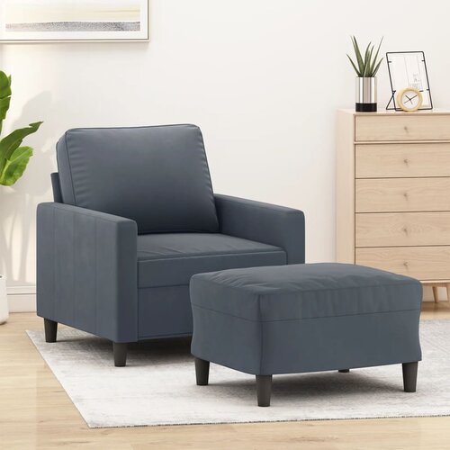  The Living Store Fotelj s stolčkom za noge temno siv 60 cm žamet - Kavč S Stolčkom Za Noge, (21485077) Slike