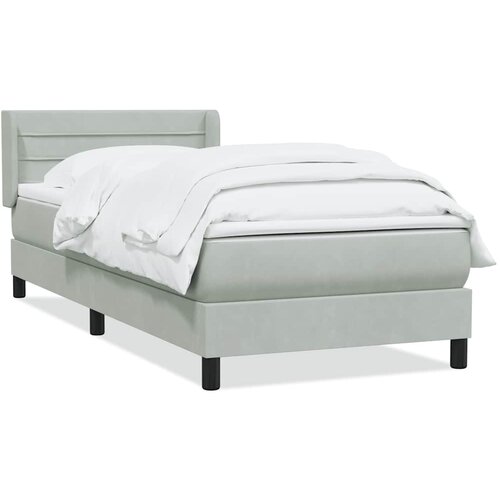Maison Chic Box spring postelja - Vzmetna postelja z vzmetnico svetlo siva 80x220 cm žamet SL25176, (21890092) Slike