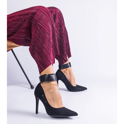 Gemre Black suede eco-leather stiletto pumps Andressio Cene