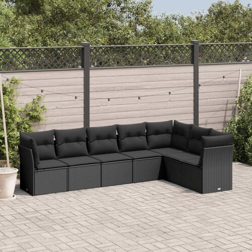 VidaXL 7-dijelni set vrtnih sofa od poliratana s jastucima crni Slike