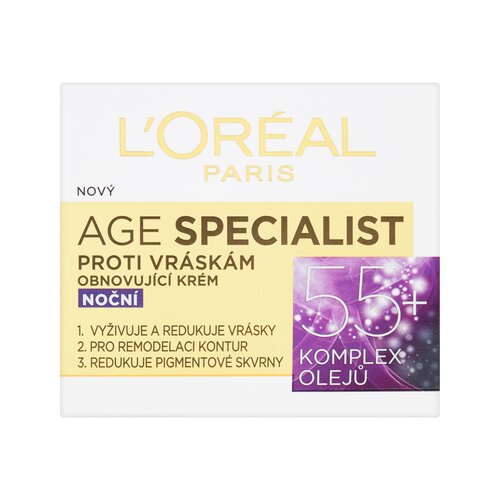 L&amp;acute;Or&amp;eacute;al Paris age Specialist 55+ noćna krema za lice protiv bora 50 ml za žene Slike