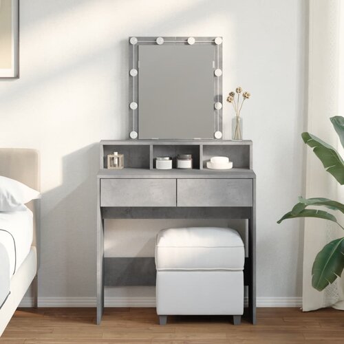  The Living Store Toaletna mizica z LED lučkami betonsko siva 80x41x144,5 cm - Toaletna Mizica, (21497282) Cene