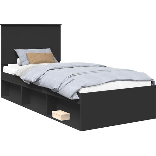  Krevetna konstrukcija Crna 90 x 200 cm Čvrsto borovo drvo Slike