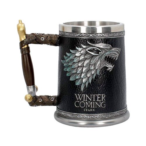 Here Be Dragons Black, B3697J7 Winter is Coming Tankard Vrček Game of Thrones 14 cm, smola z vstavkom iz nerjavečega jekla, (20850825) Cene