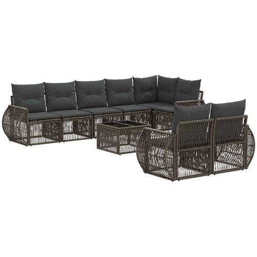 vidaXL Vrtna sedežna garnitura 9 pcs Siva in temno siva poli ratan, (5000272229) Cene