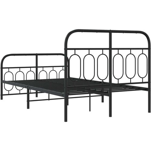 VidaXL metalni okvir kreveta uzglavlje i podnožje crni 120x190 cm Slike