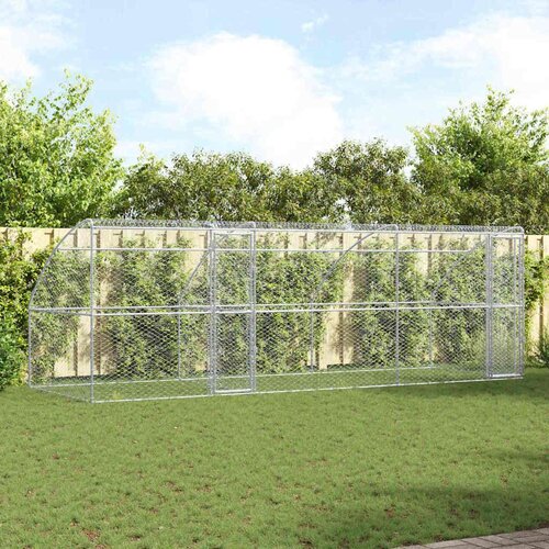  Kućica za pse s pohranom 3 pcs Srebrno 6 x 2 x 2 m Čelik Cijene