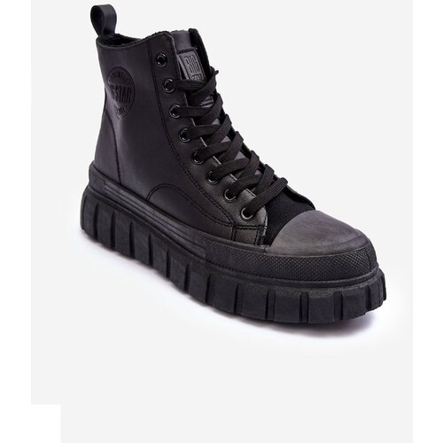 Big Star Ocieplane Leather Zippered Boots MM274625 Black Slike