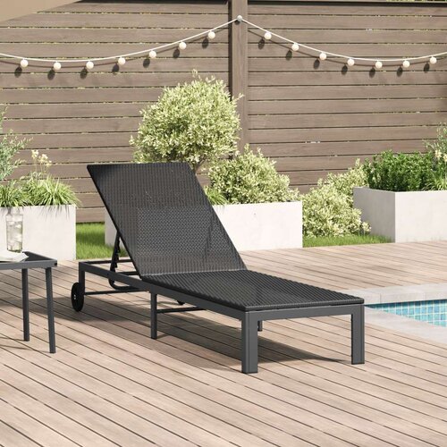 VidaXL Črn Poli ratan 200 x 54 x 27 cm Ergonomski Zložljiv ležalnik Slike