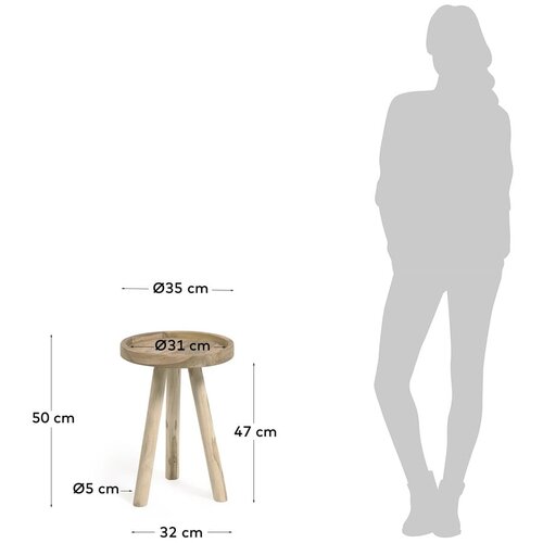 Kave Home Okrugao pomoćni stol od masivne tikovine &amp;oslash; 35 cm Glenda &amp;ndash; Slike