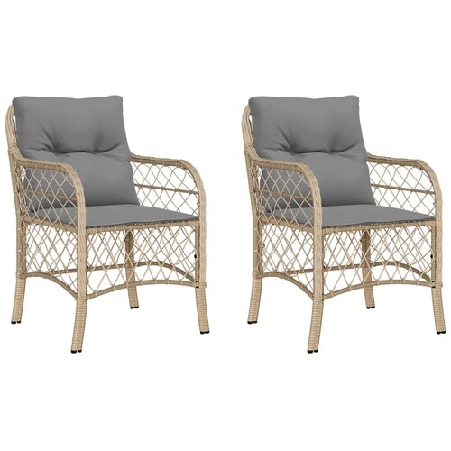 Maison Chic Vrtni stoli - Stol za vrt z blazinami 2 kosa bež poli ratan JS2103, (21877047) Slike
