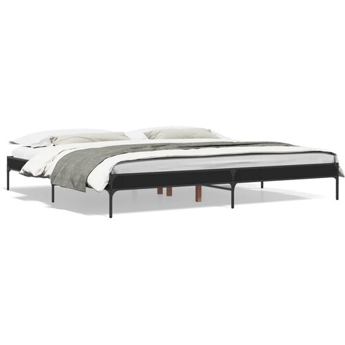  Okvir za krevet crni 200 x 200 cm konstruirano drvo i metal Slike
