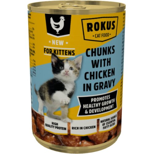 ROKUS vlažna hrana za mačiće piletina u sosu 415g Cene