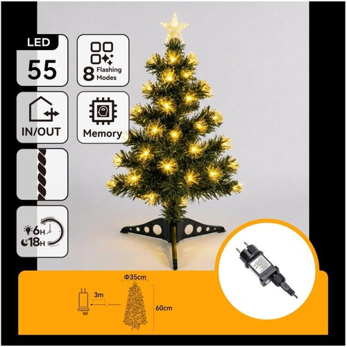 Aigostar LED spolja&amp;scaron;nja božićna jelka 55xLED/8 funkcija 0,6 m IP44 topla bela Slike