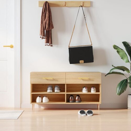 VidaXL Klop za čevlje sonoma hrast 102x35x55 cm inženirski les Slike