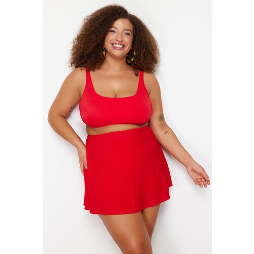 Trendyol Curve Red Square Neck Bralette Bikini Top Slike
