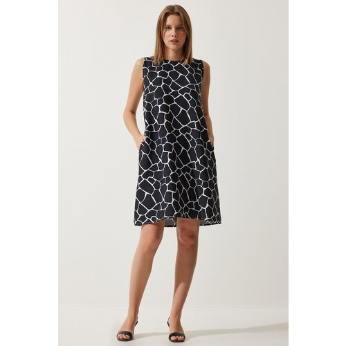  Women's Black Ecru Patterned Summer Bell Dress Cijene