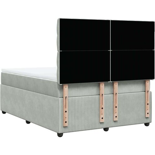 VidaXL Krevet s oprugama i madracem svjetlosivi 160x200 cm bar&amp;scaron;unasti Slike