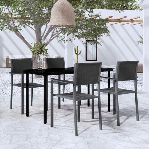  5-dijelni vrtni blagovaonski set crni Crna Dužina stola 140 cm Cene