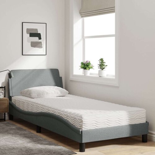  Krevet s madracem svjetlosivi 80x200cm tkanina Slike