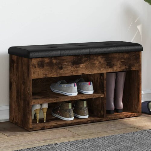  The Living Store Klop za čevlje dimljen hrast 82x32x45,5 cm inženirski les - Klop Za Čevlje, (21444082) Slike