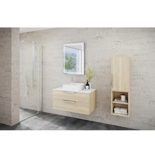 Tboss kopalniška omarica z umivalnikom Nola 75 cm, naraven h