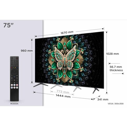 Tcl 75&rdquo;C6K 4K QD-Mini LED TV144Hz Google TV; Game Master;Dolby Atmos; Onkyo 2.1; HDR Premium; Cijene