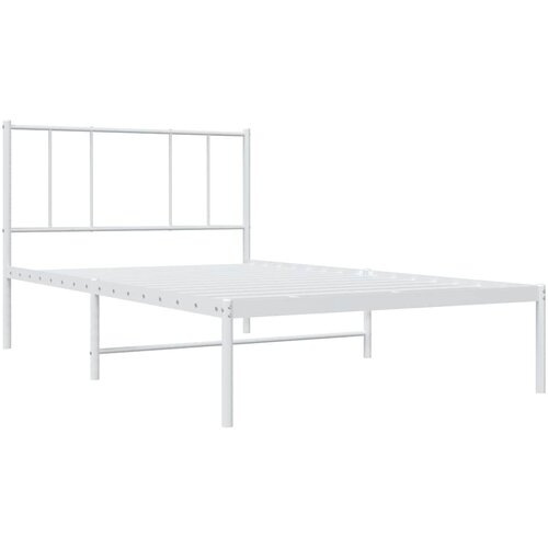  Metalni okvir za krevet s uzglavljem bijeli 100x200 cm Slike